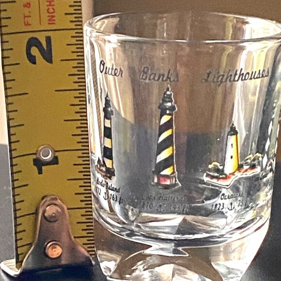 Outer Banks Lighthouses With Beveled Glass Bottom Clear Shot Glass - Picture 8 of 10